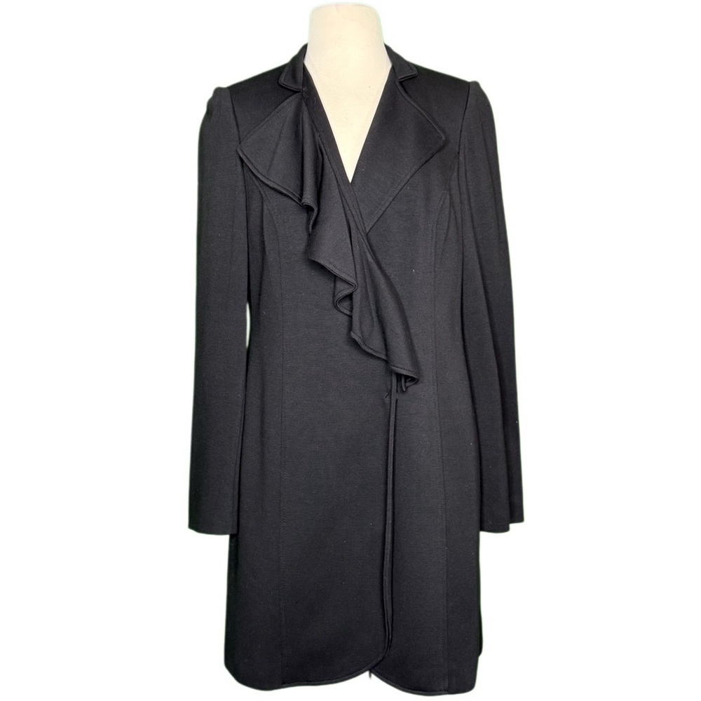 INC International Concepts Black Trench Coat with Asymmetrical Neckline